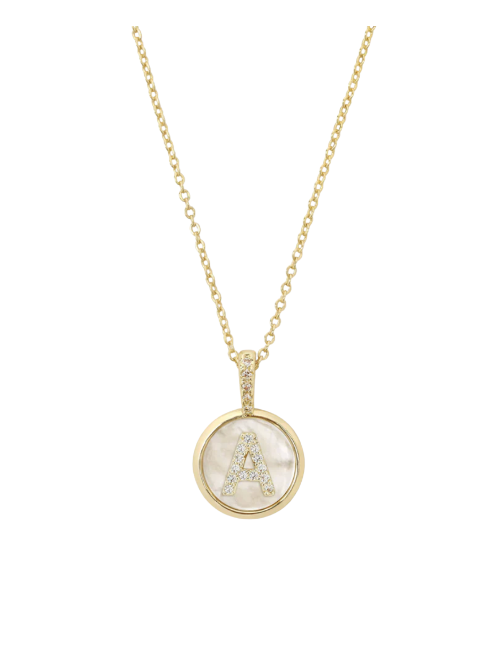 Baby Love Letters Medallion Necklace - Gold/White Diamondettes