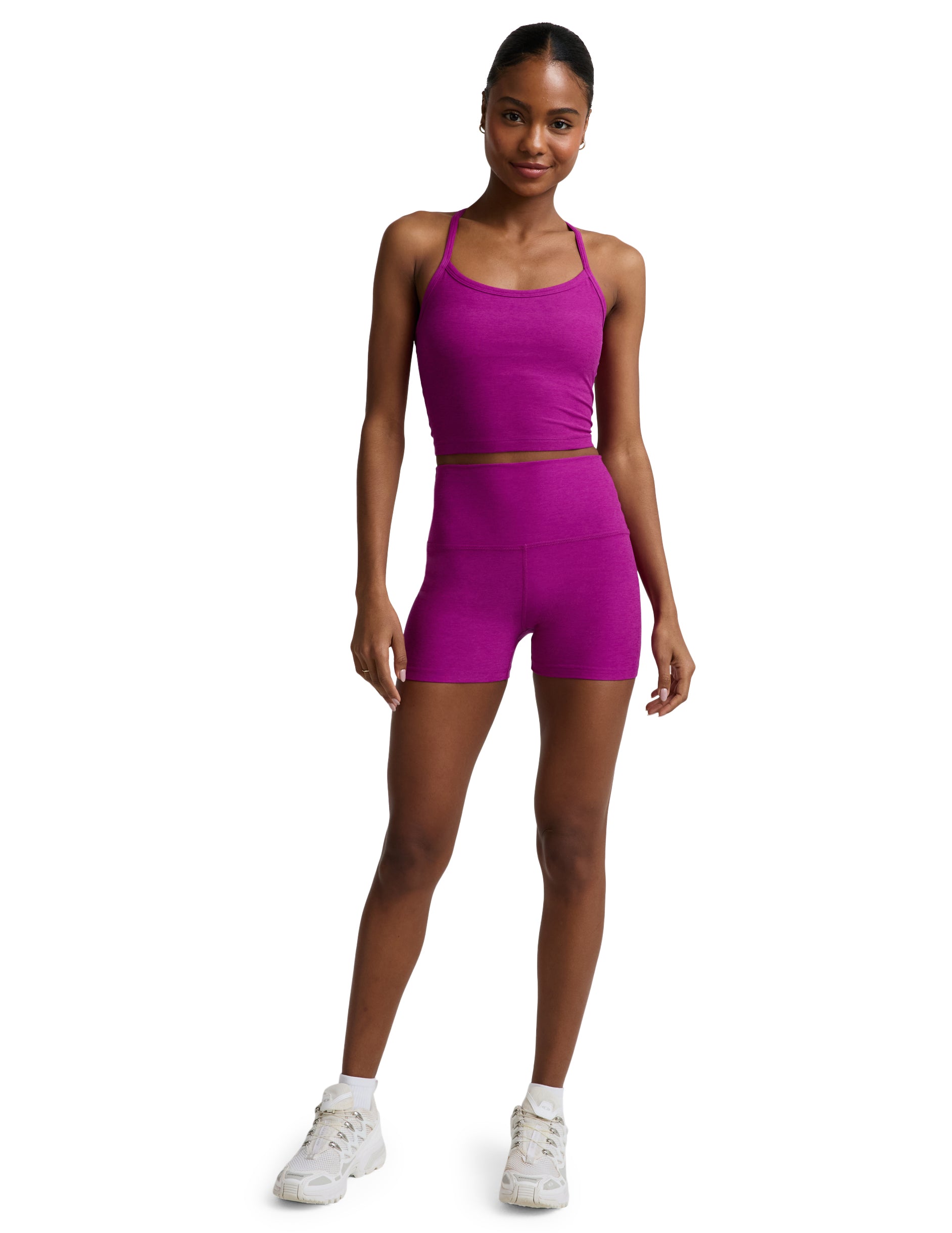 Spacedye Slim Racerback Cropped Tank - Berry Bliss Heather