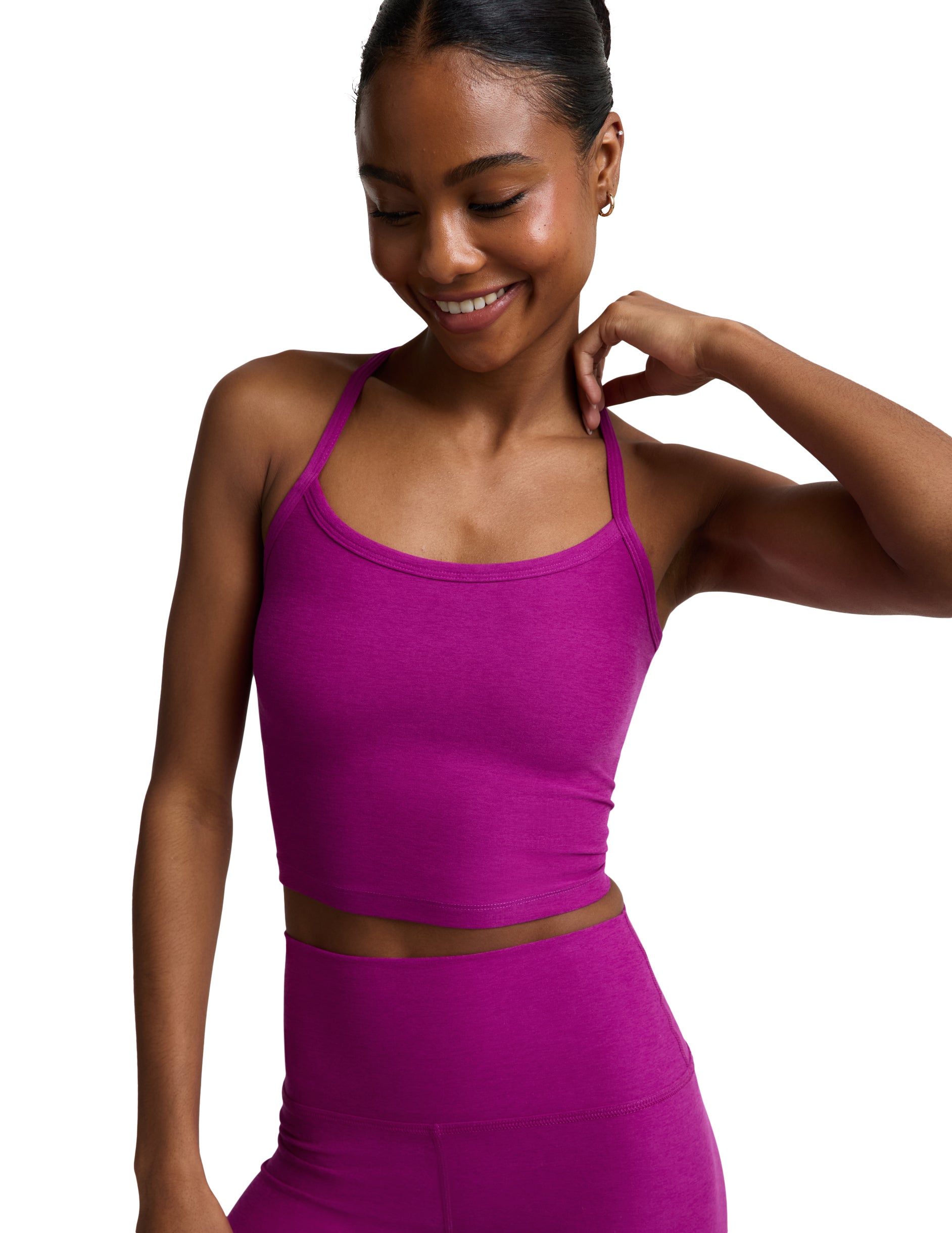 Spacedye Slim Racerback Cropped Tank - Berry Bliss Heather