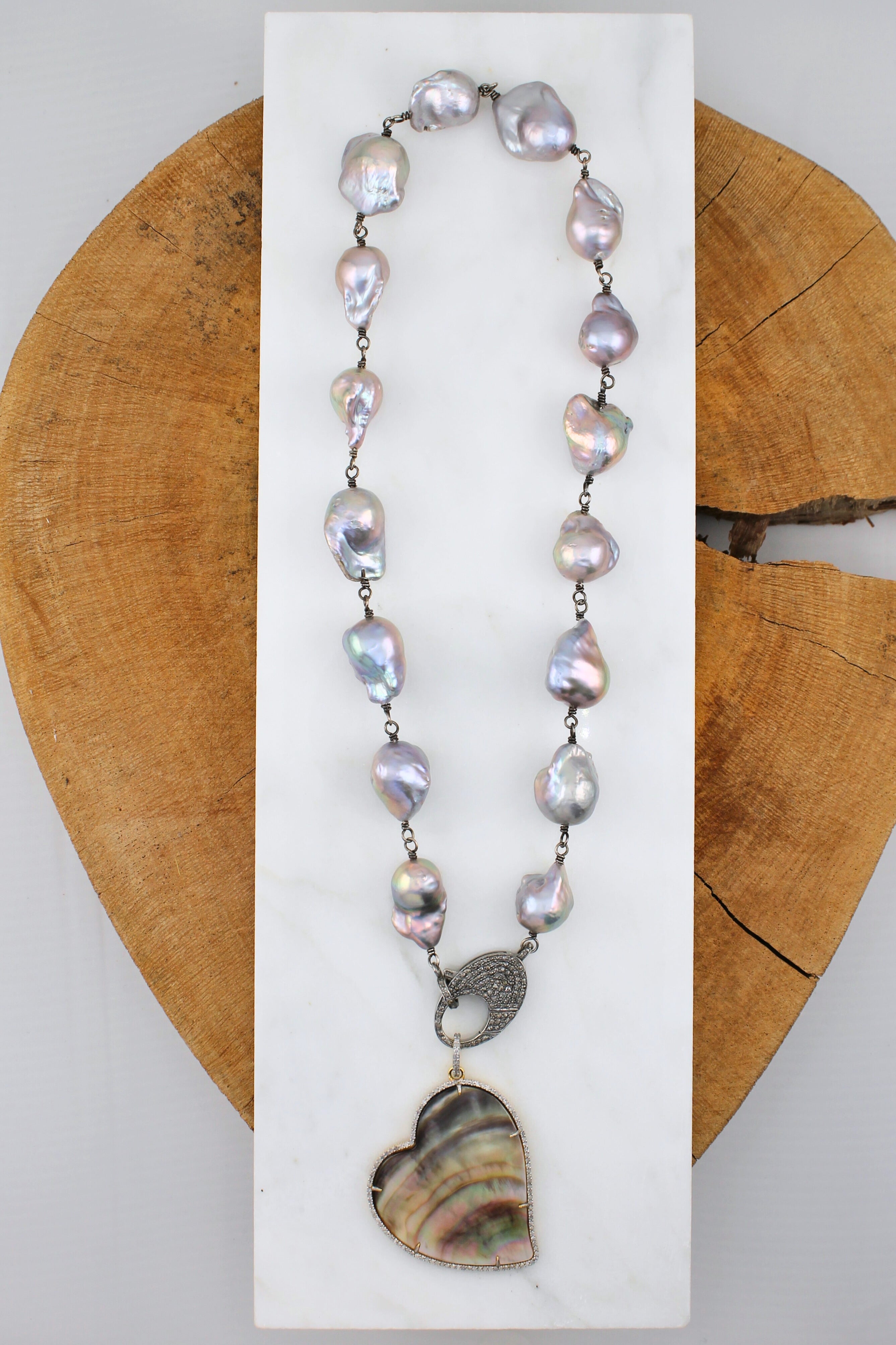 Grey Baroque Pearl Necklace (Y9222B)