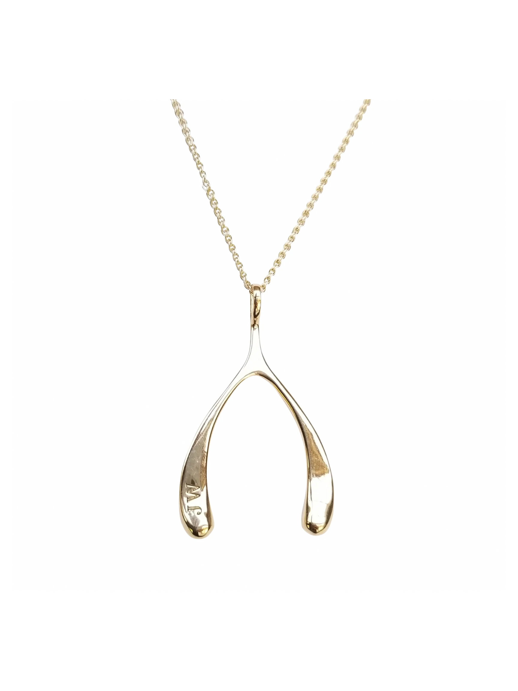 LUCKY Gold Wishbone Pendant