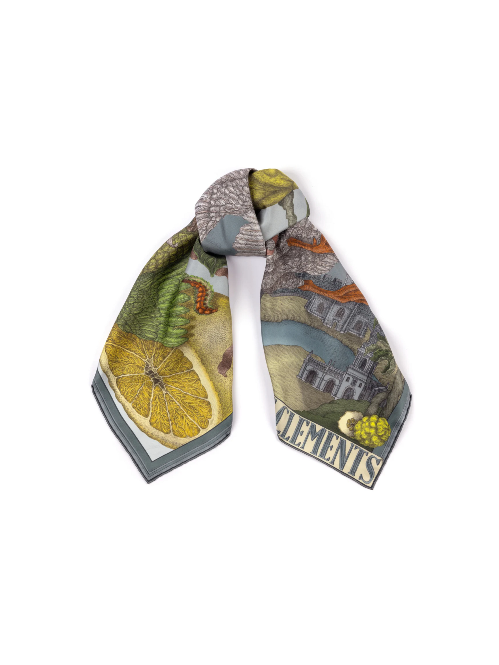 90x90 Medium Silk Scarf-Oranges and Lemons-Acid/Smog