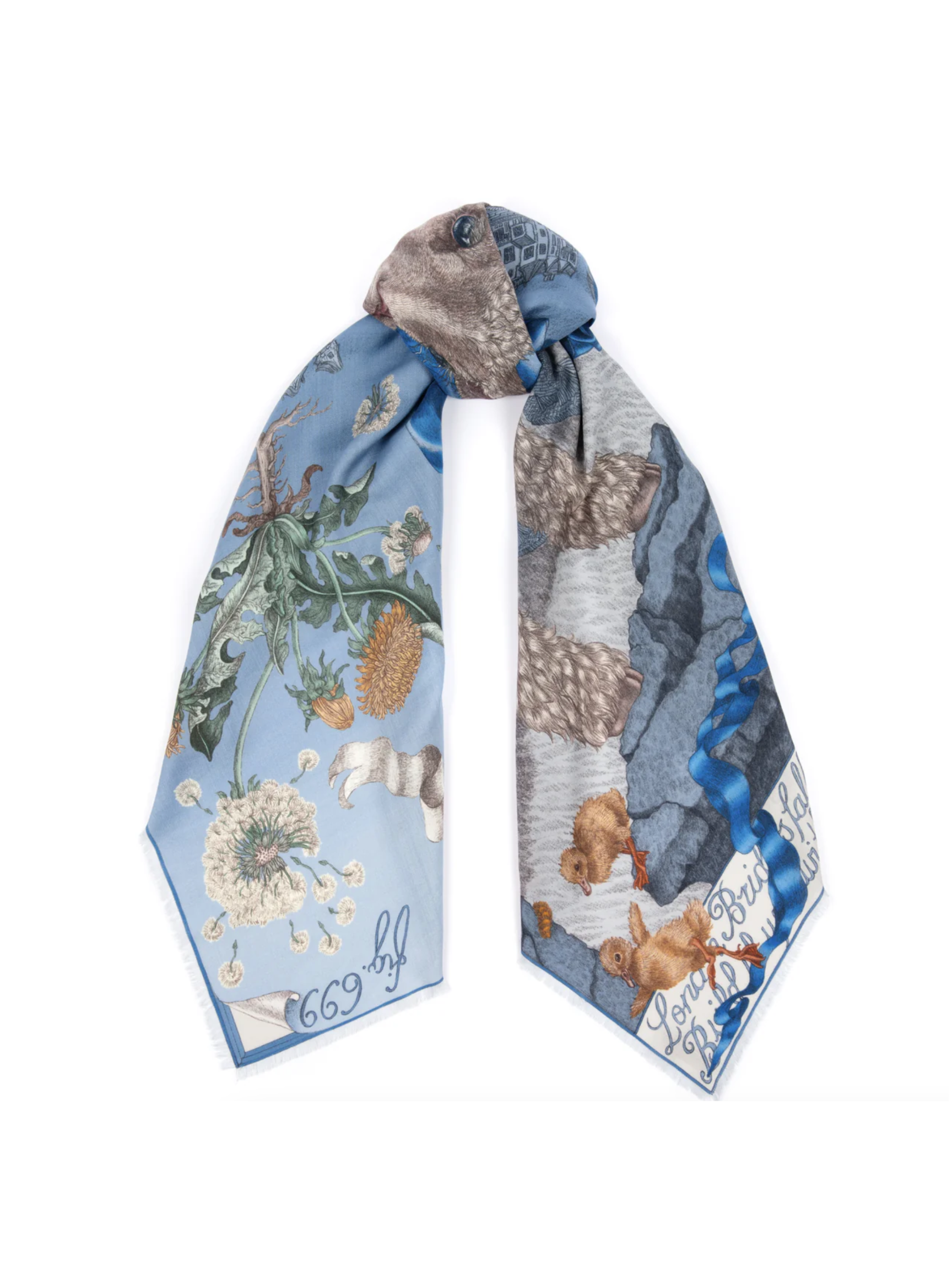 135x135 Large Wool/Silk Scarf-London Bridge-Powder/Frost