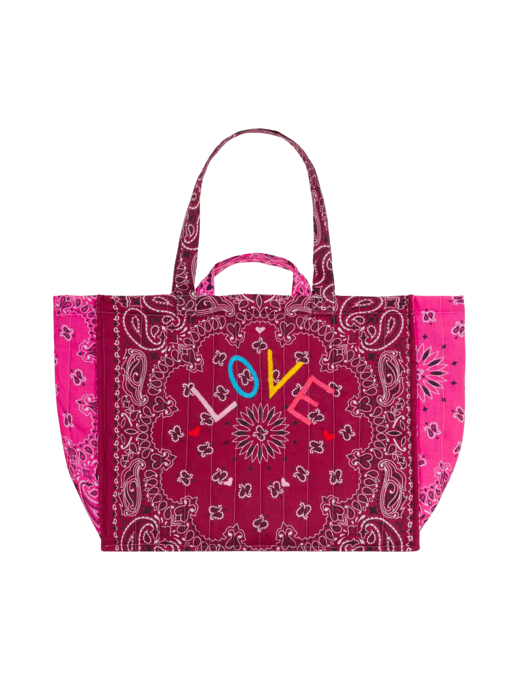 Maxi Cabas Quilted Tote LOVE - Bordeaux Fuchsia