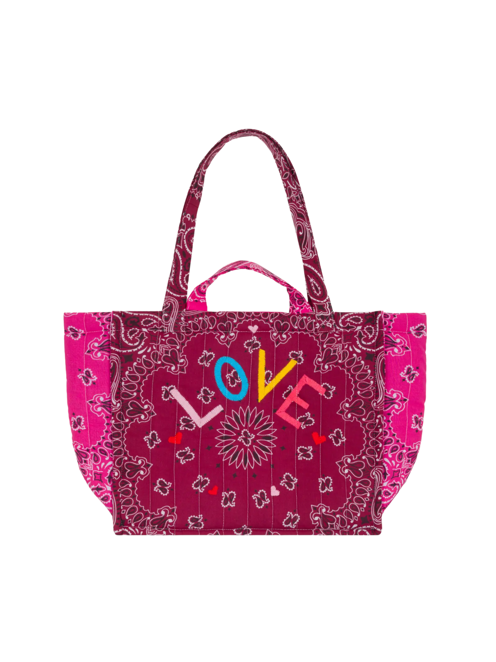 Moyen Cabas Quilted Tote LOVE - Bordeaux/Fuchsia