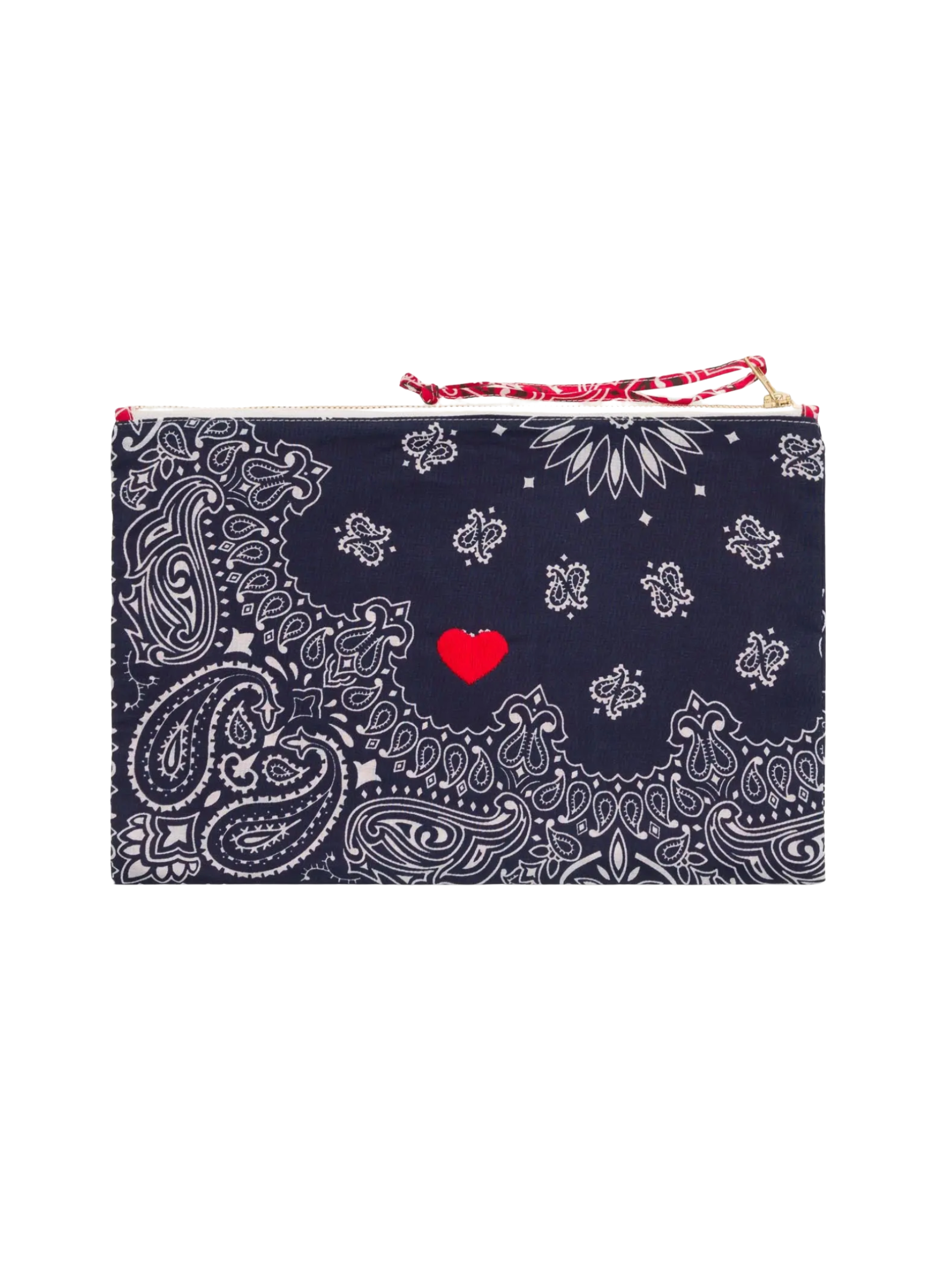 Zipped Quilted Pouch COEUR - Navy/Real Red