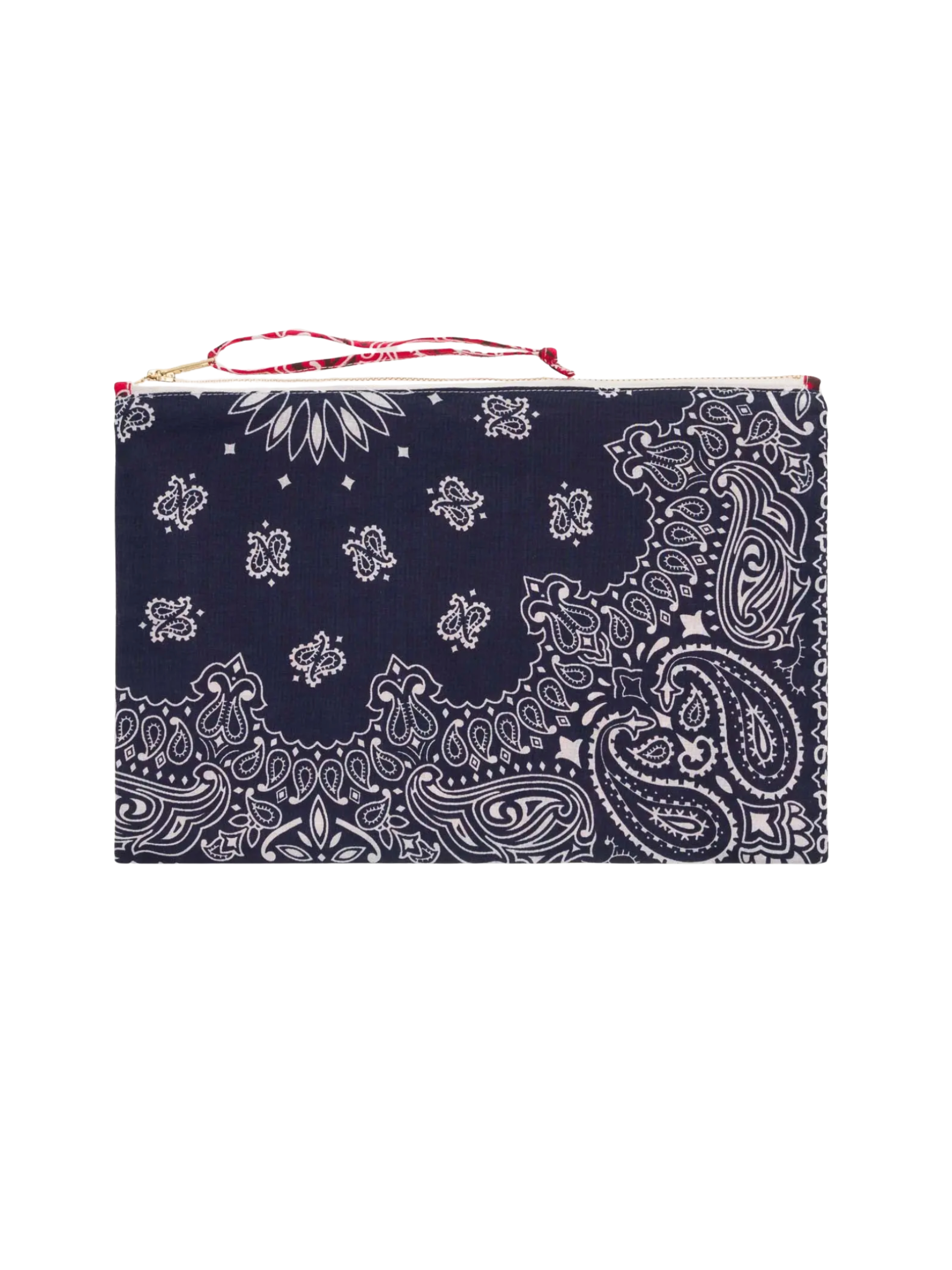 Zipped Quilted Pouch COEUR - Navy/Real Red