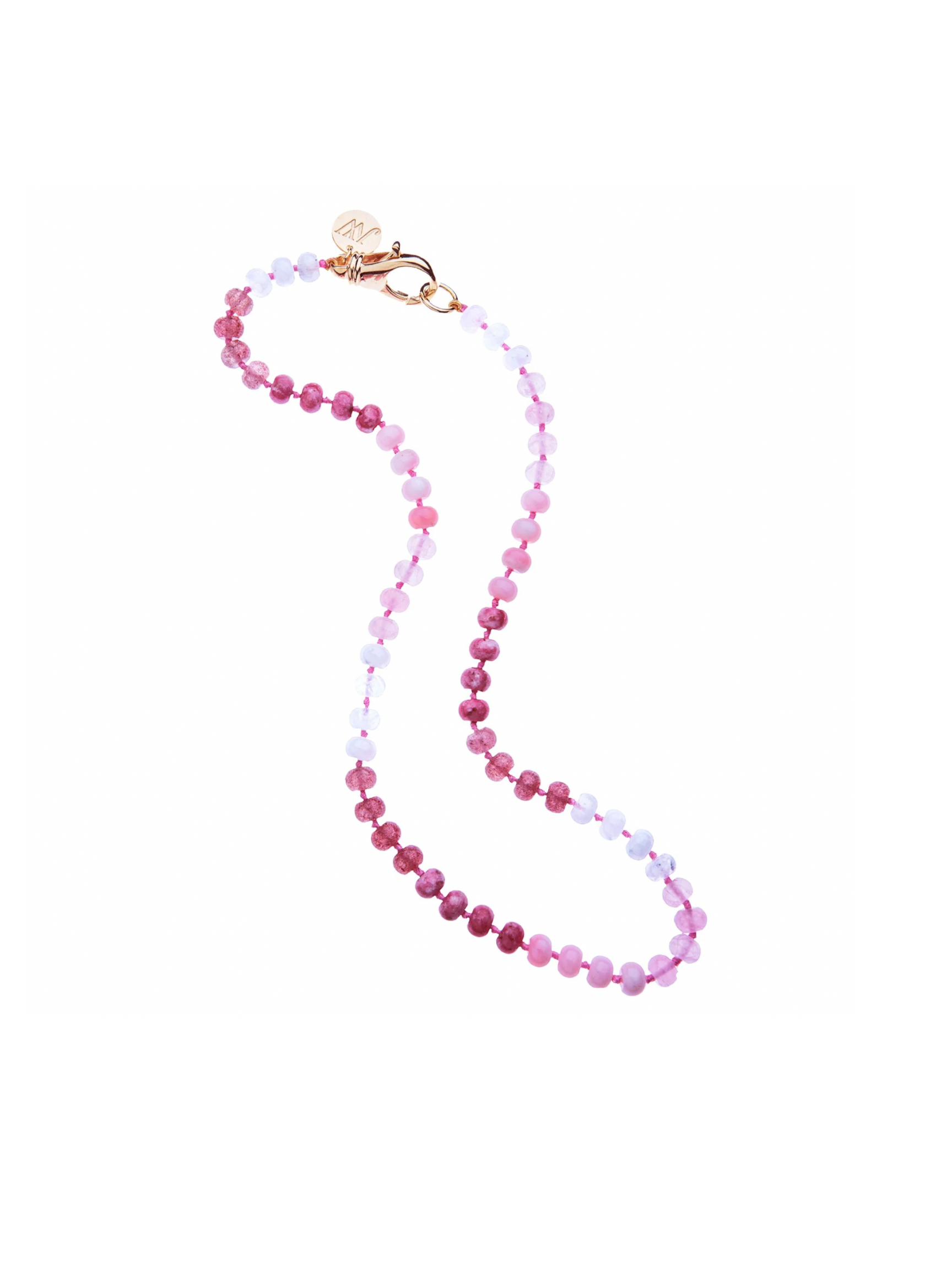 Pink Ombre Carved Stone Beaded Necklace