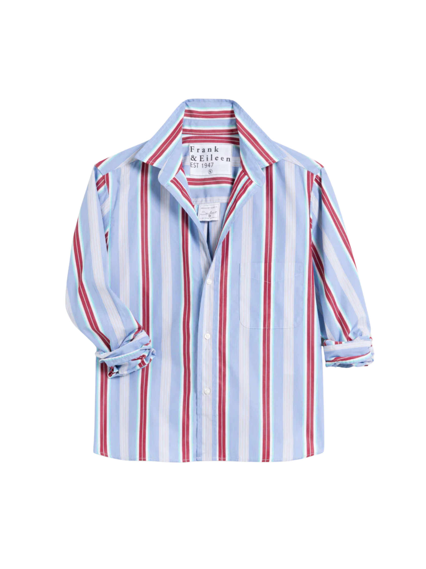 Silvio Untuckable Button Up - Maroon/Blue Multi Stripe