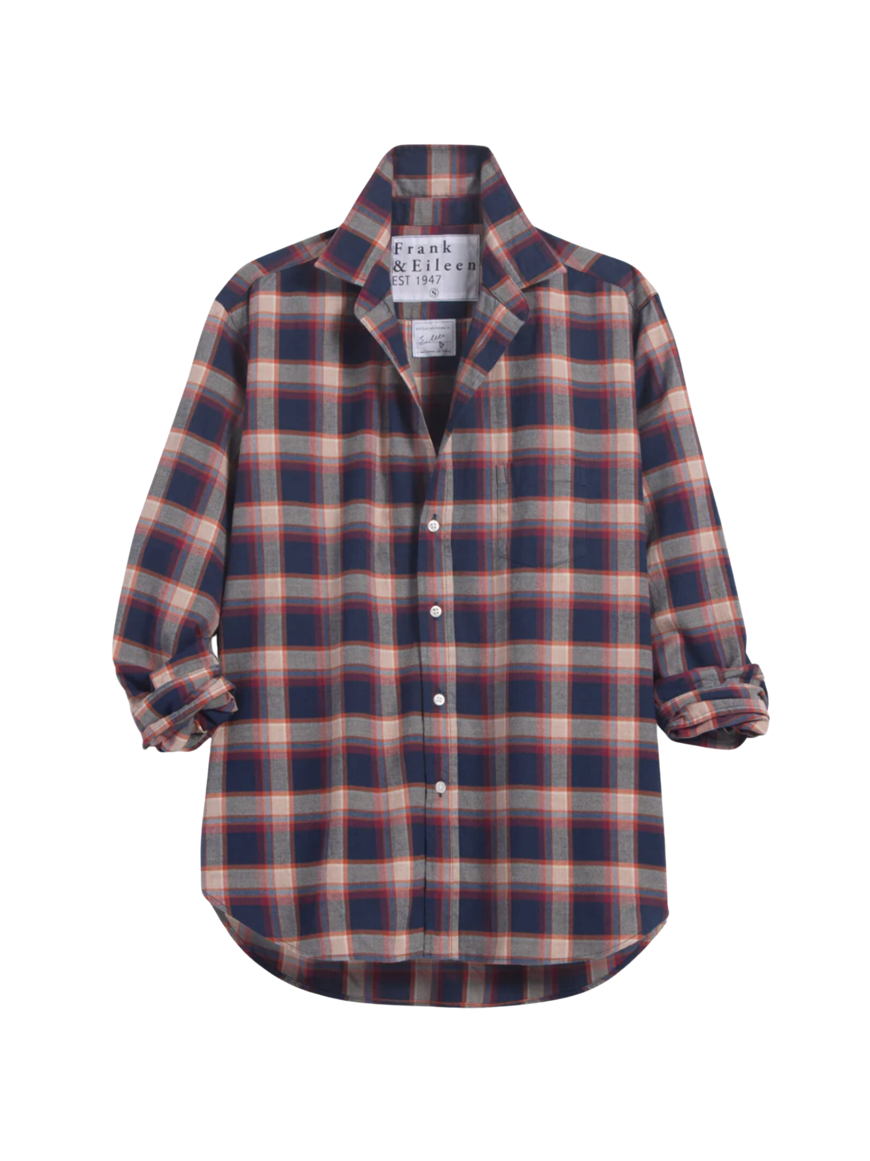 Eileen Relaxed Button Up - Rust/Navy/Red Plaid