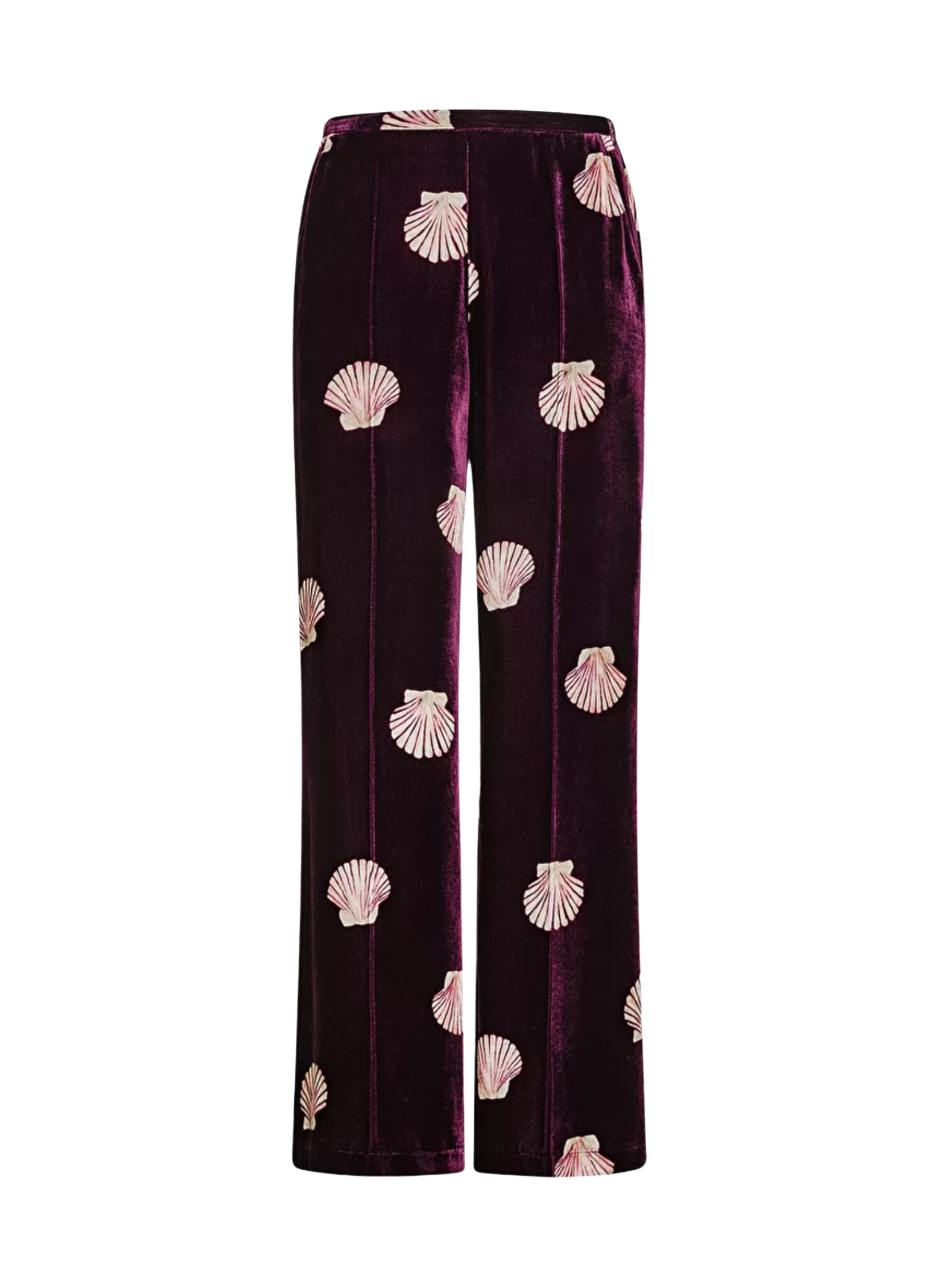 "Mother of Pearl" Print Velvet Pants - Ruby