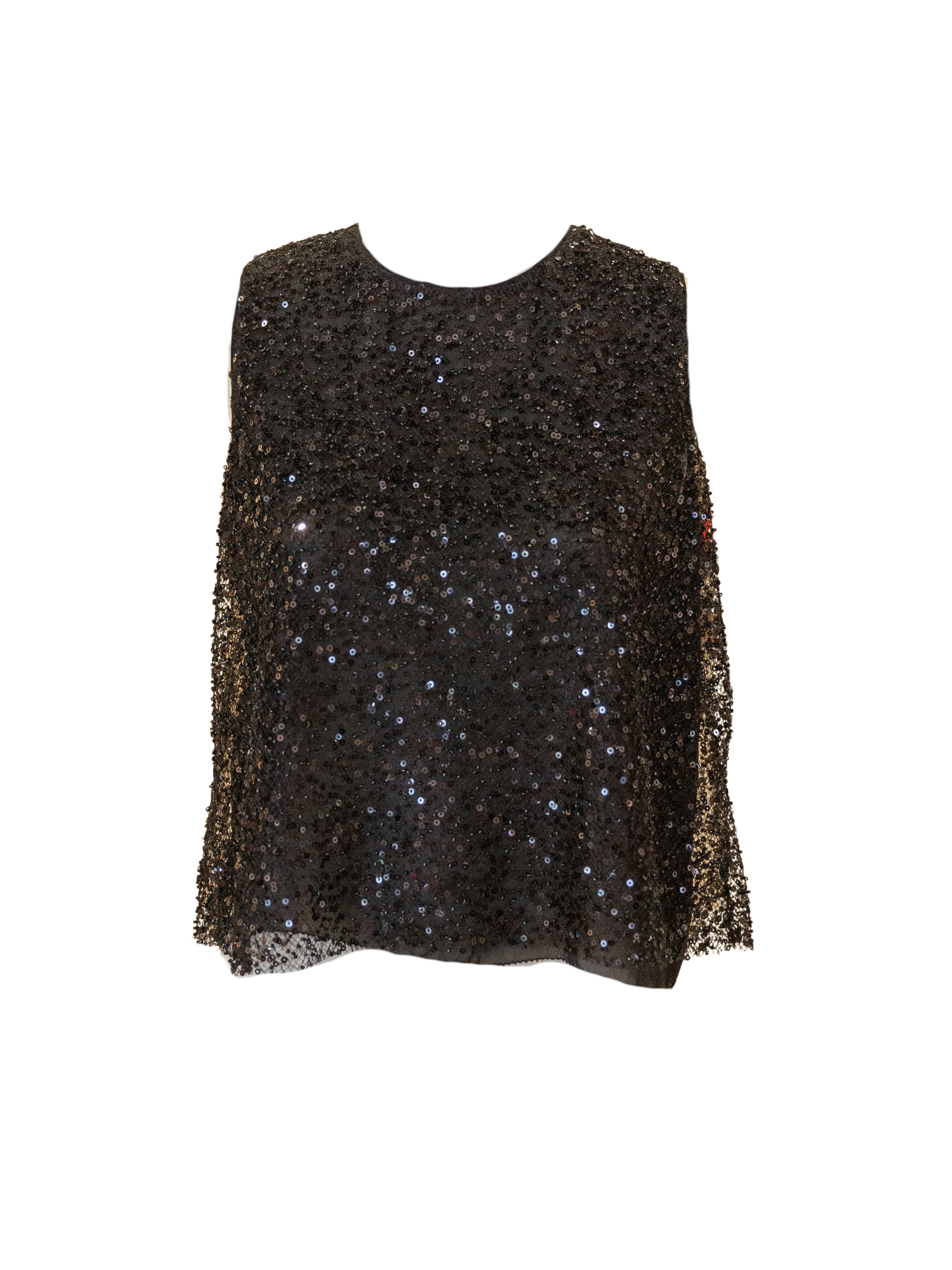 Gia Shell Top - Black Beaded Mesh