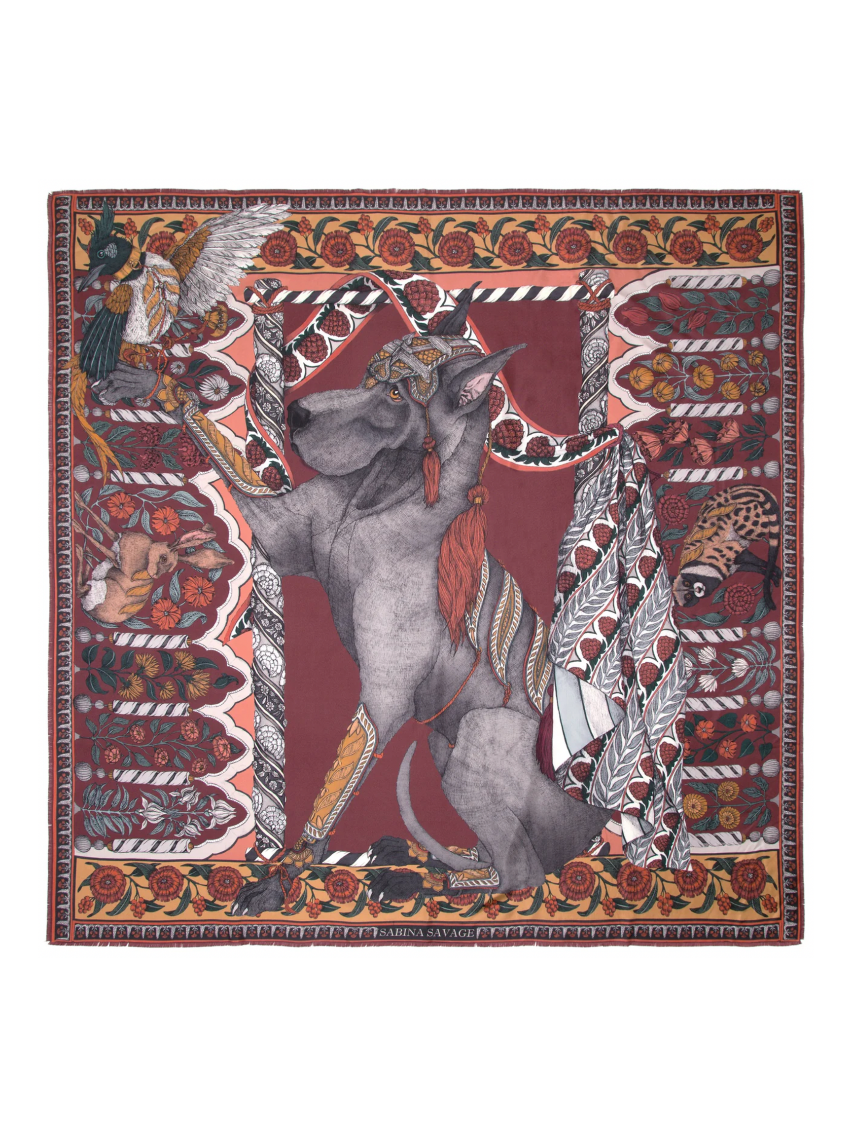 135x135 Large Silk Scarf-Tipu's Hound-Mulberry