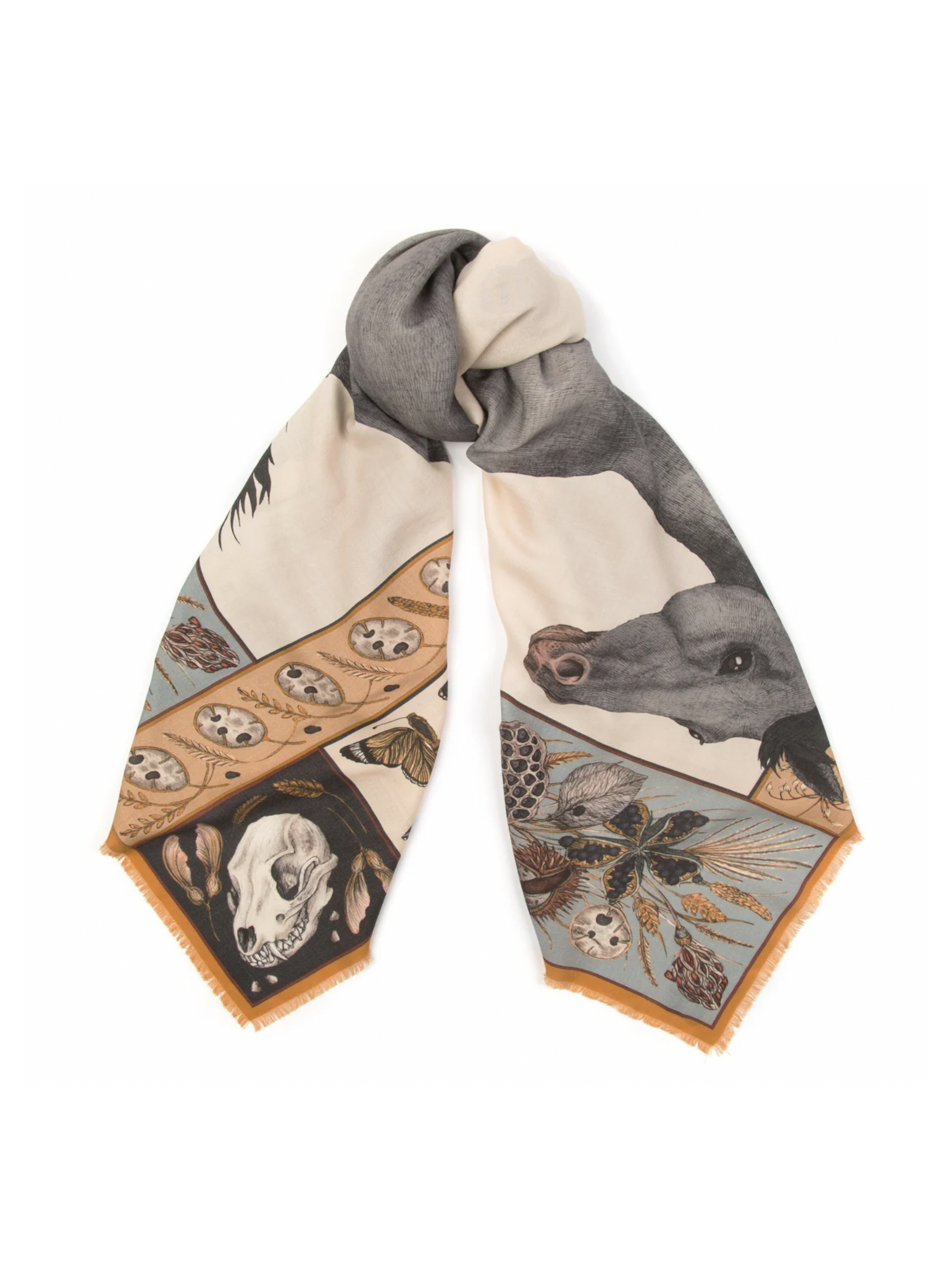 135x135 Large Silk/Wool Scarf-Texas Stallion-Dusk