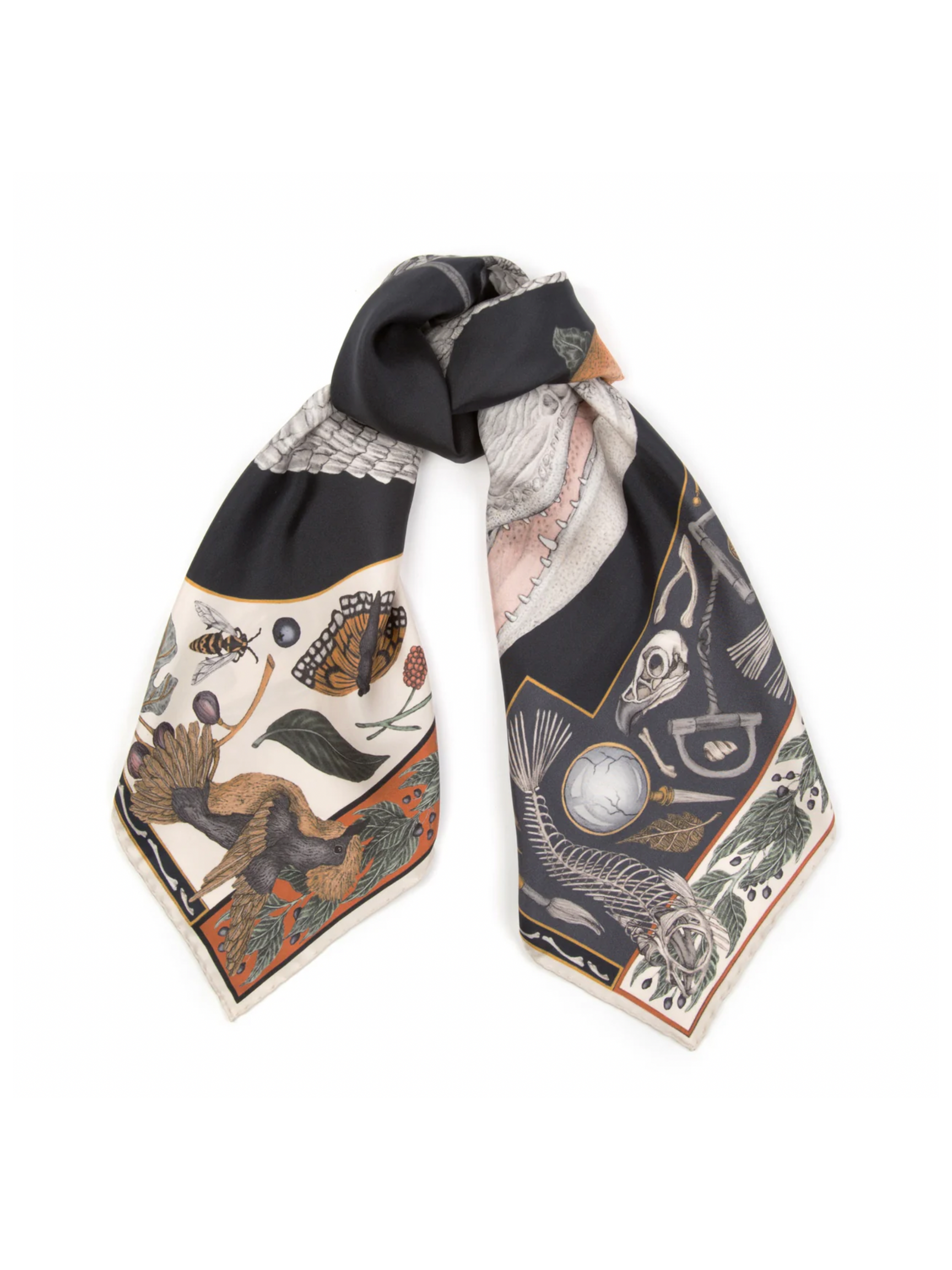 90x90 Medium Silk Scarf-Alligator's Empire-Steel