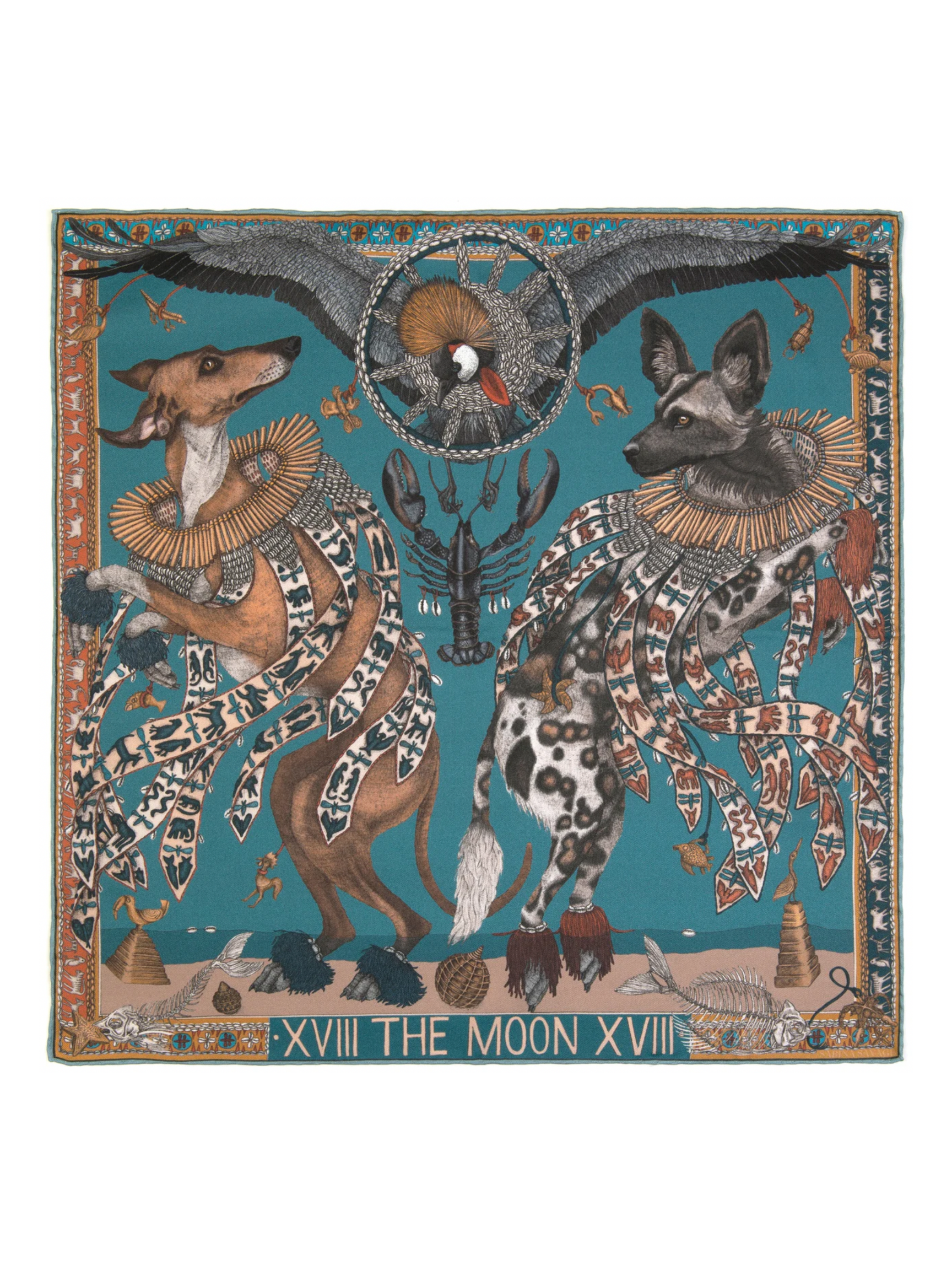 42x42 Small Silk Scarf-The Moon-Lagoon