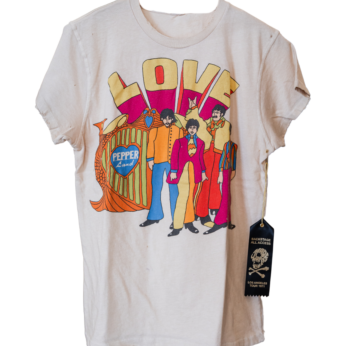 The Beatles LOVE Crew Tee - Tea Stained — You Are Here FW