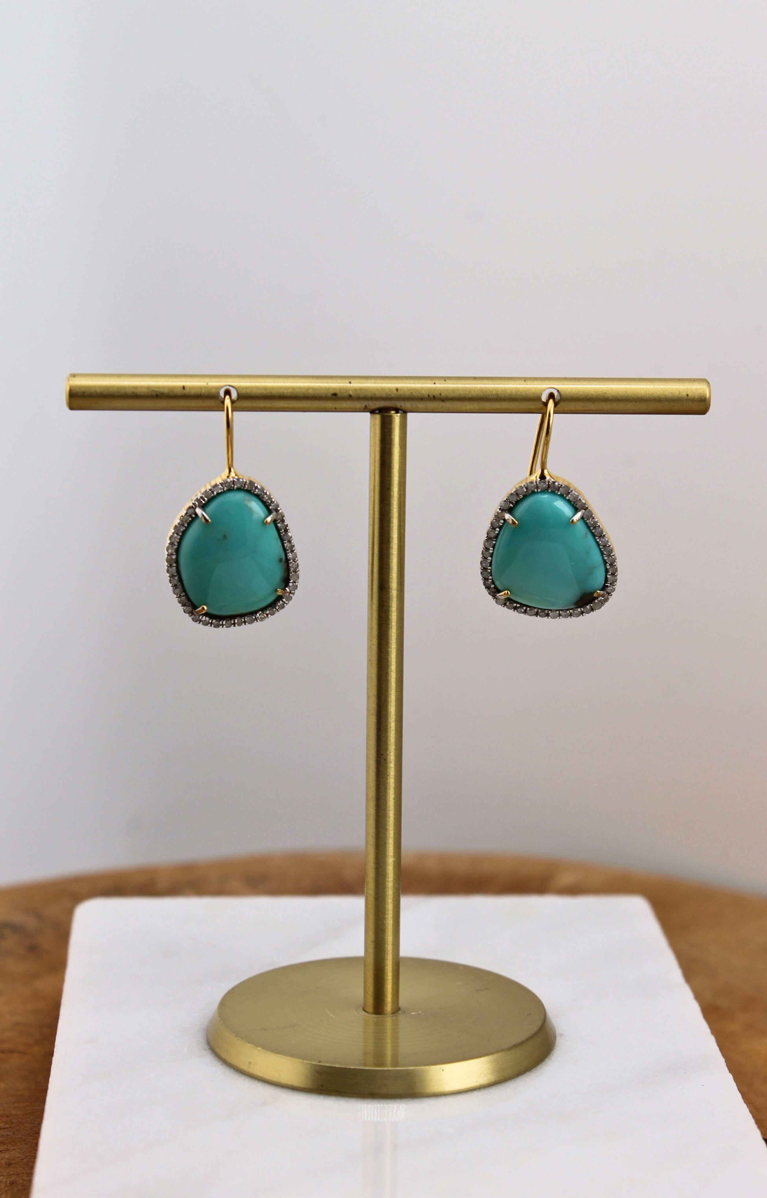 Small Round Turquoise Earrings (y10792)