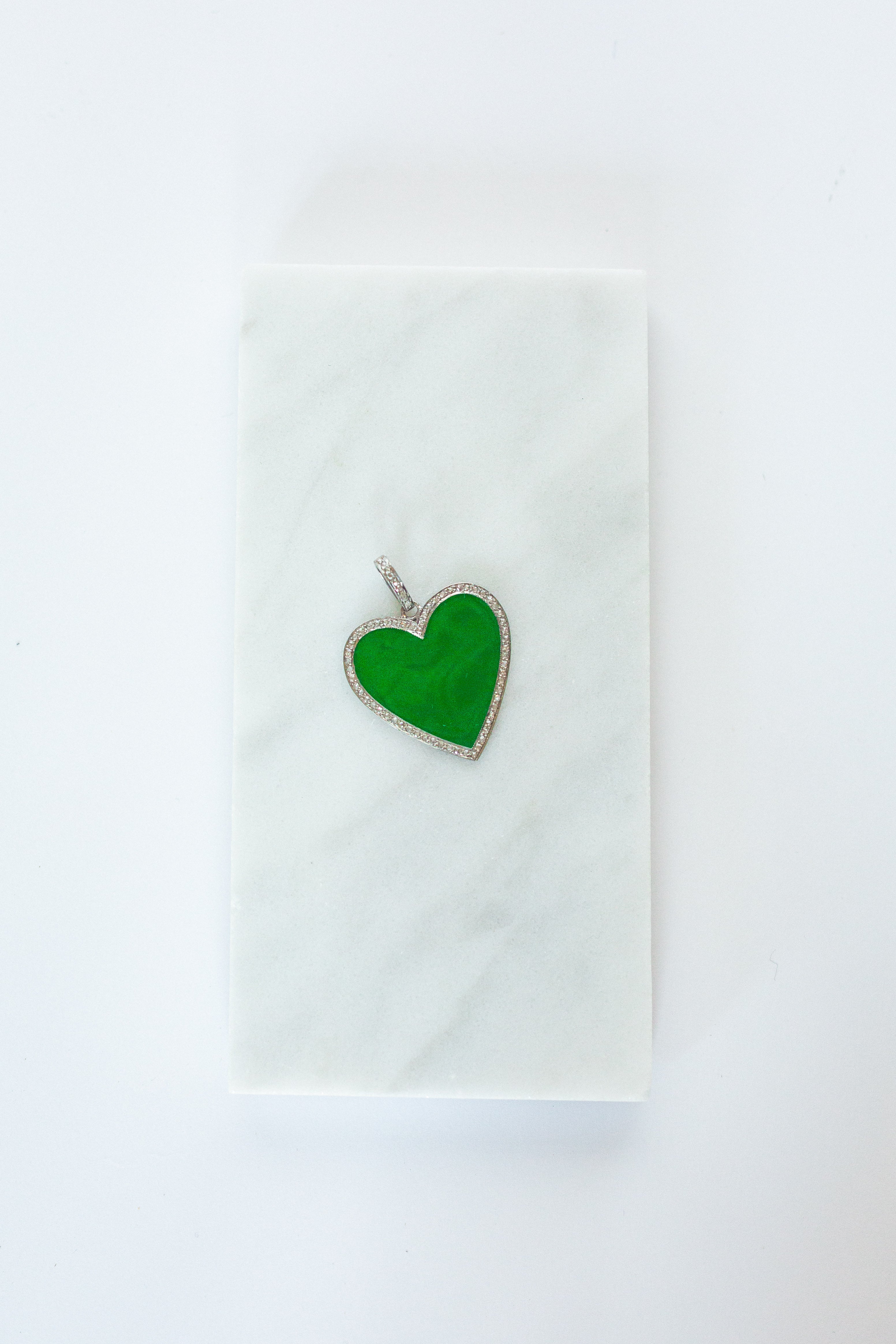 Medium Heart - Green/Silver