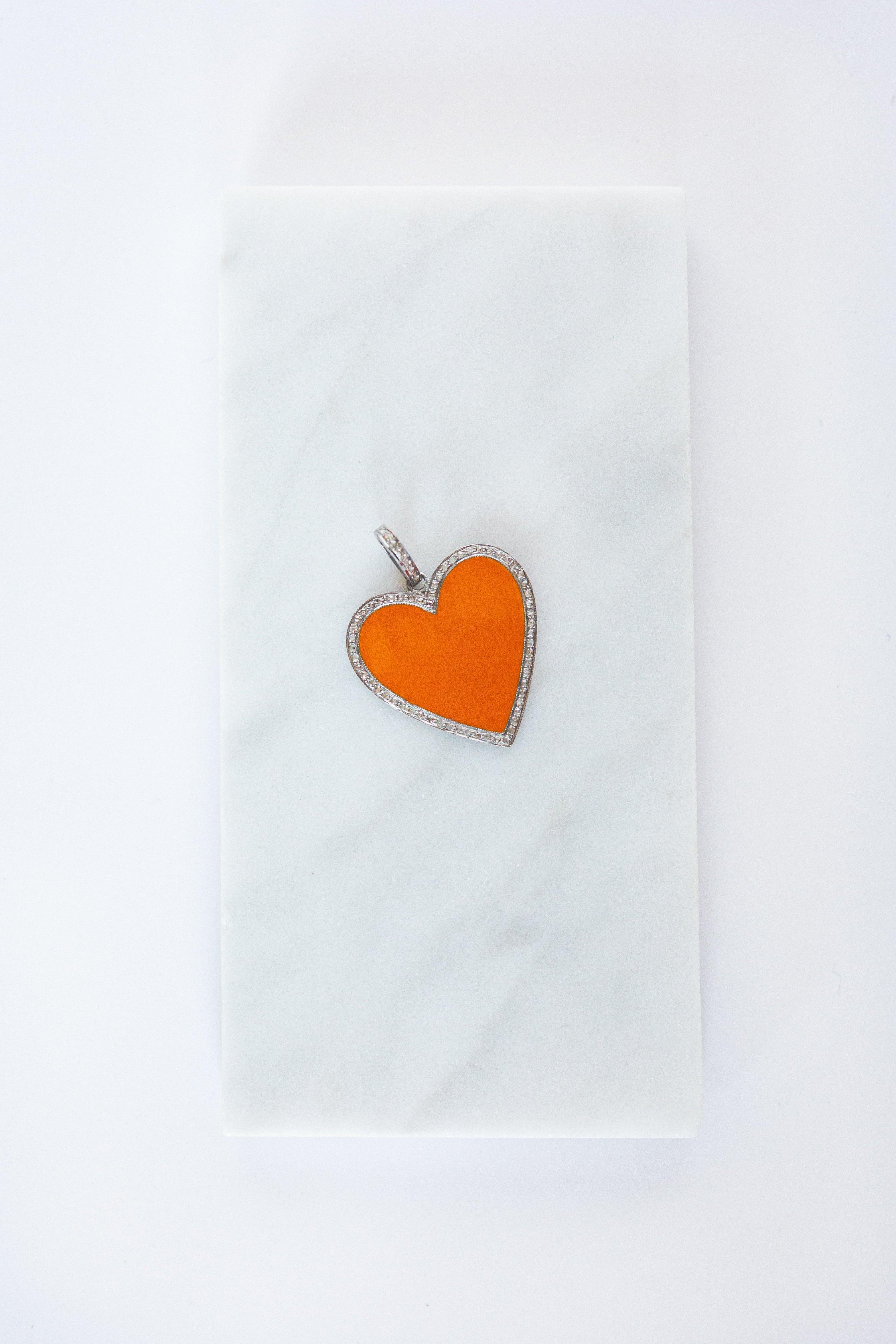 Medium Heart - Orange/Silver