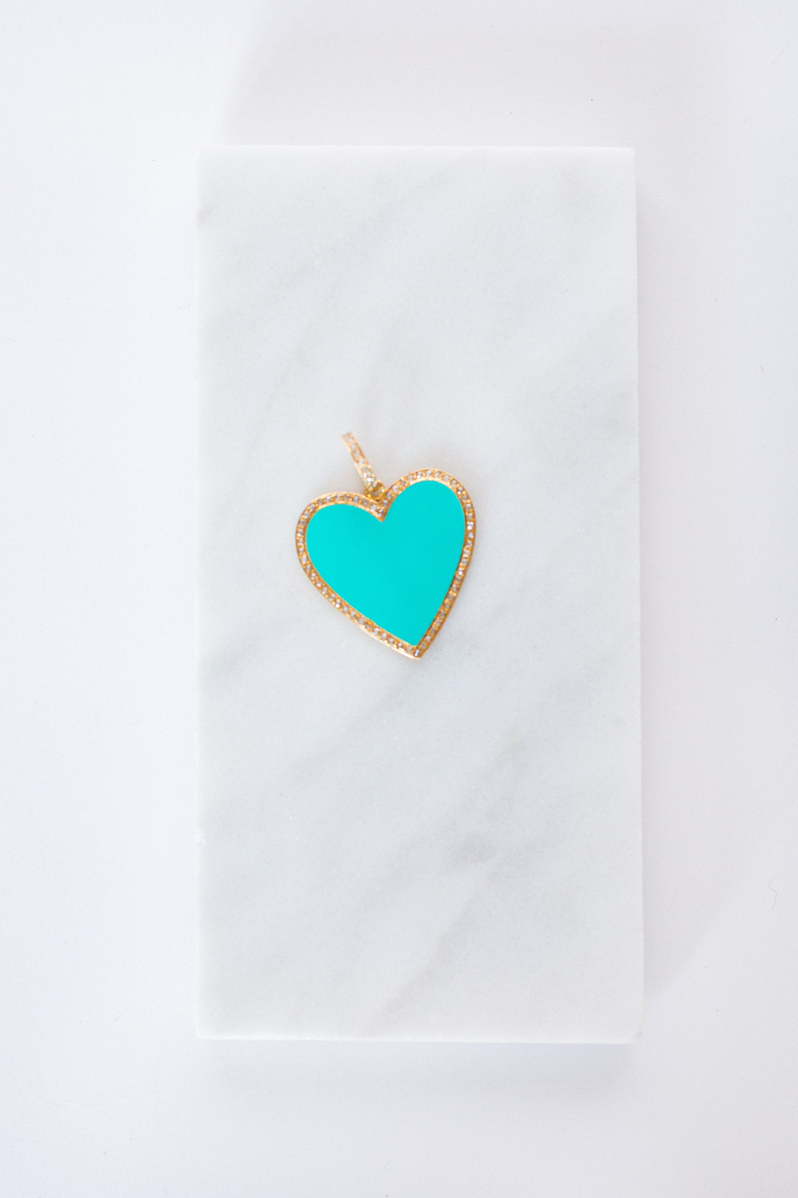 C118 - medium heart turquoise/brass