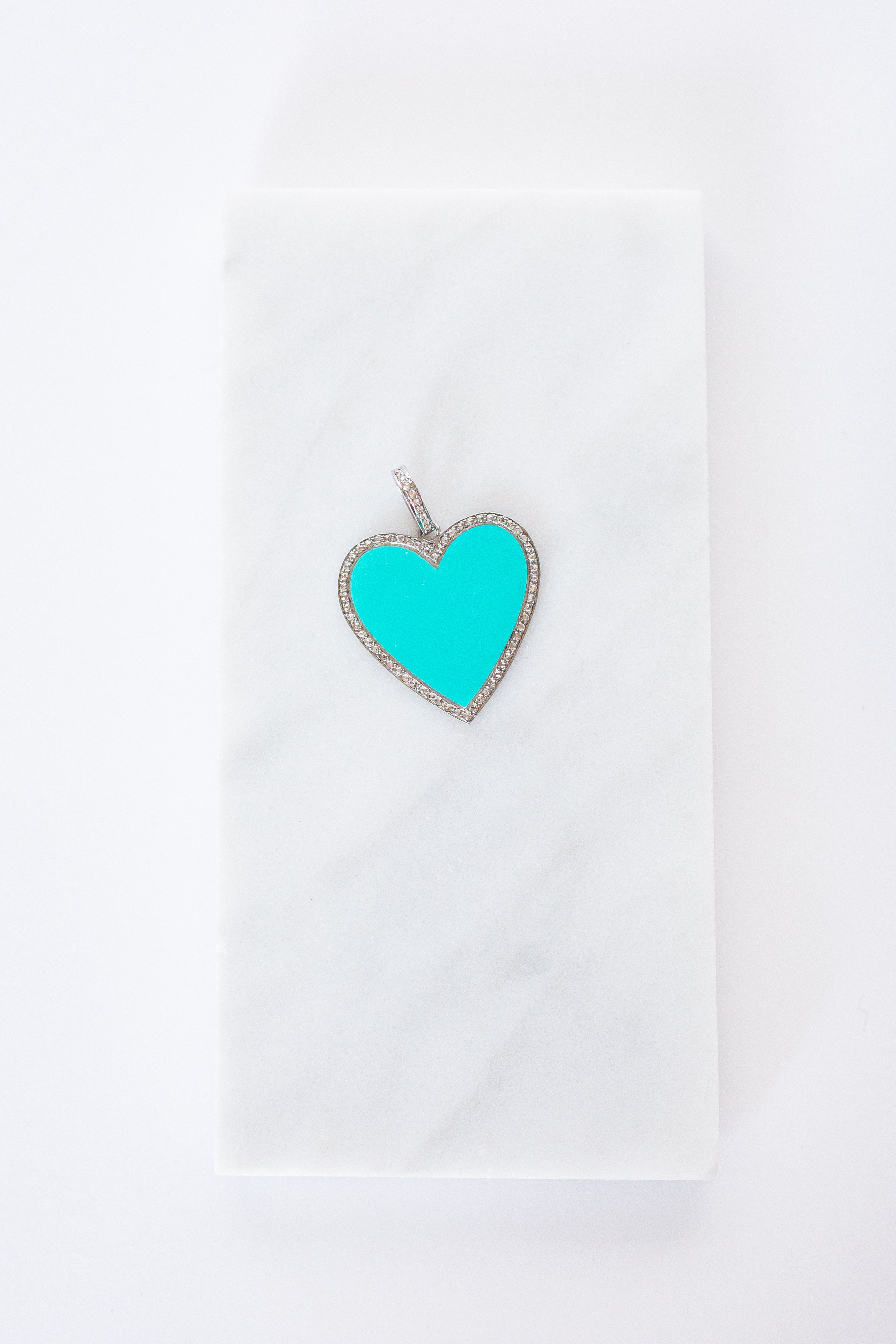 C118 - medium heart turquoise/silver