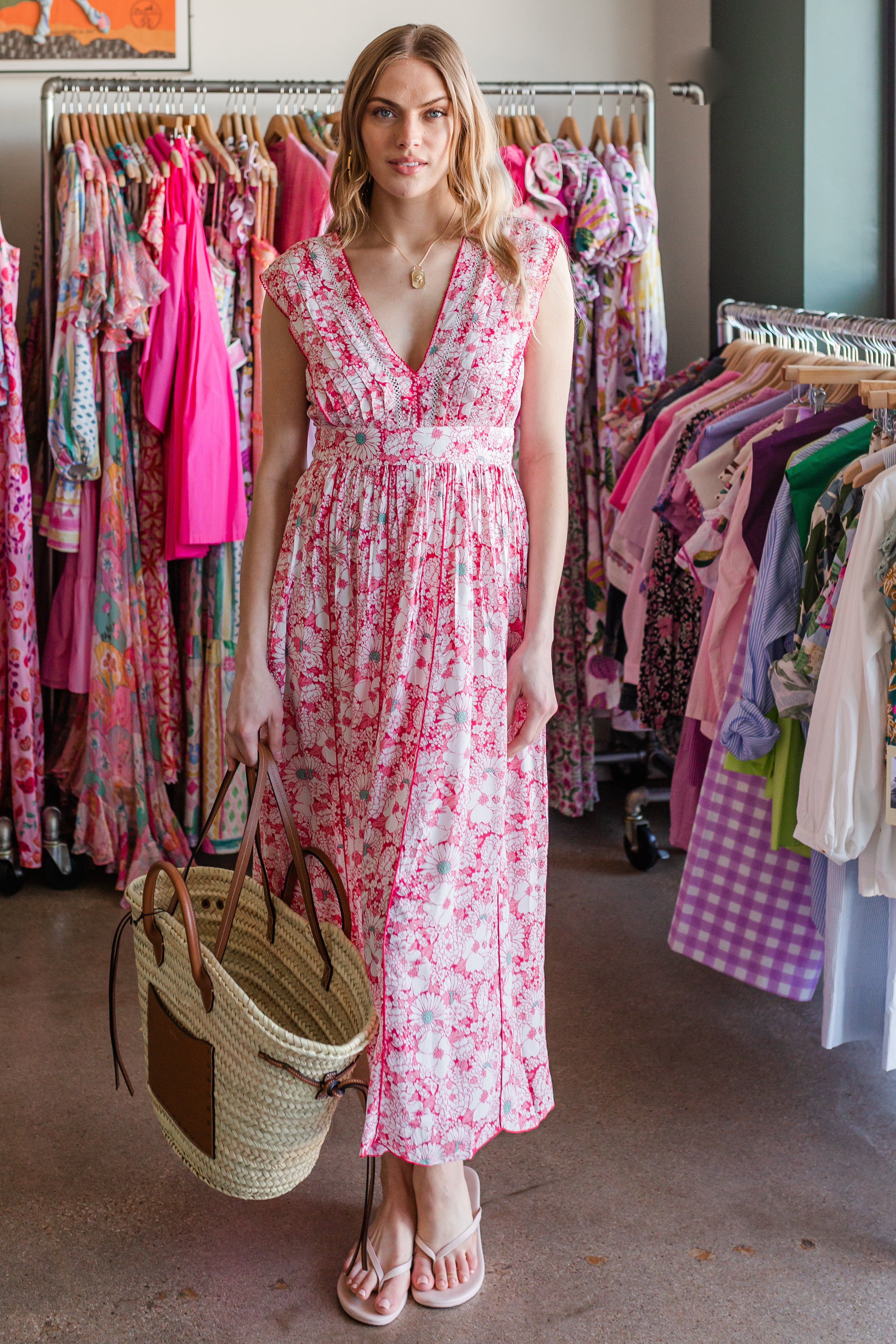 Long Dress Agnes V - Pink Mid 70s Garden