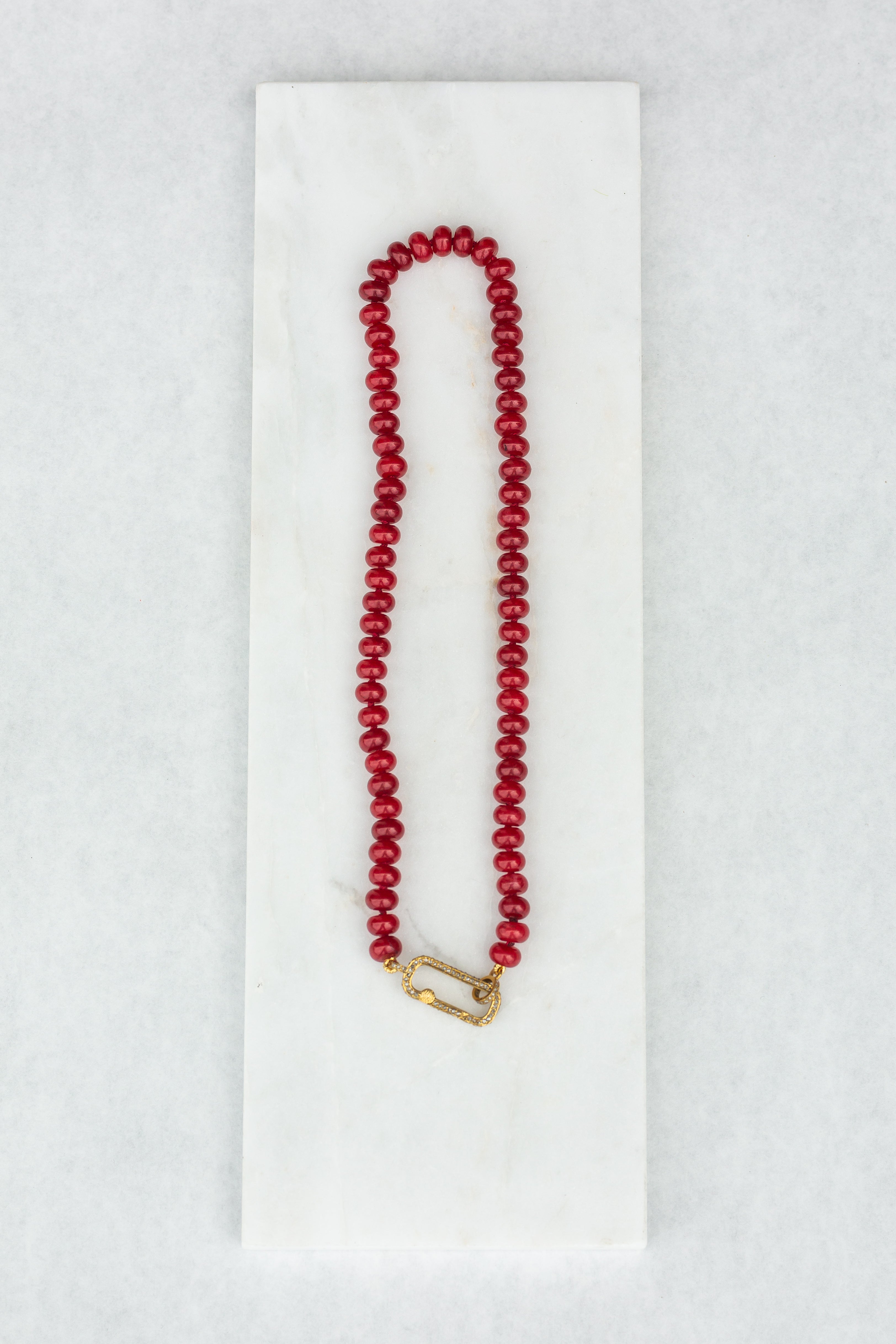 17" Beaded Necklace - Red