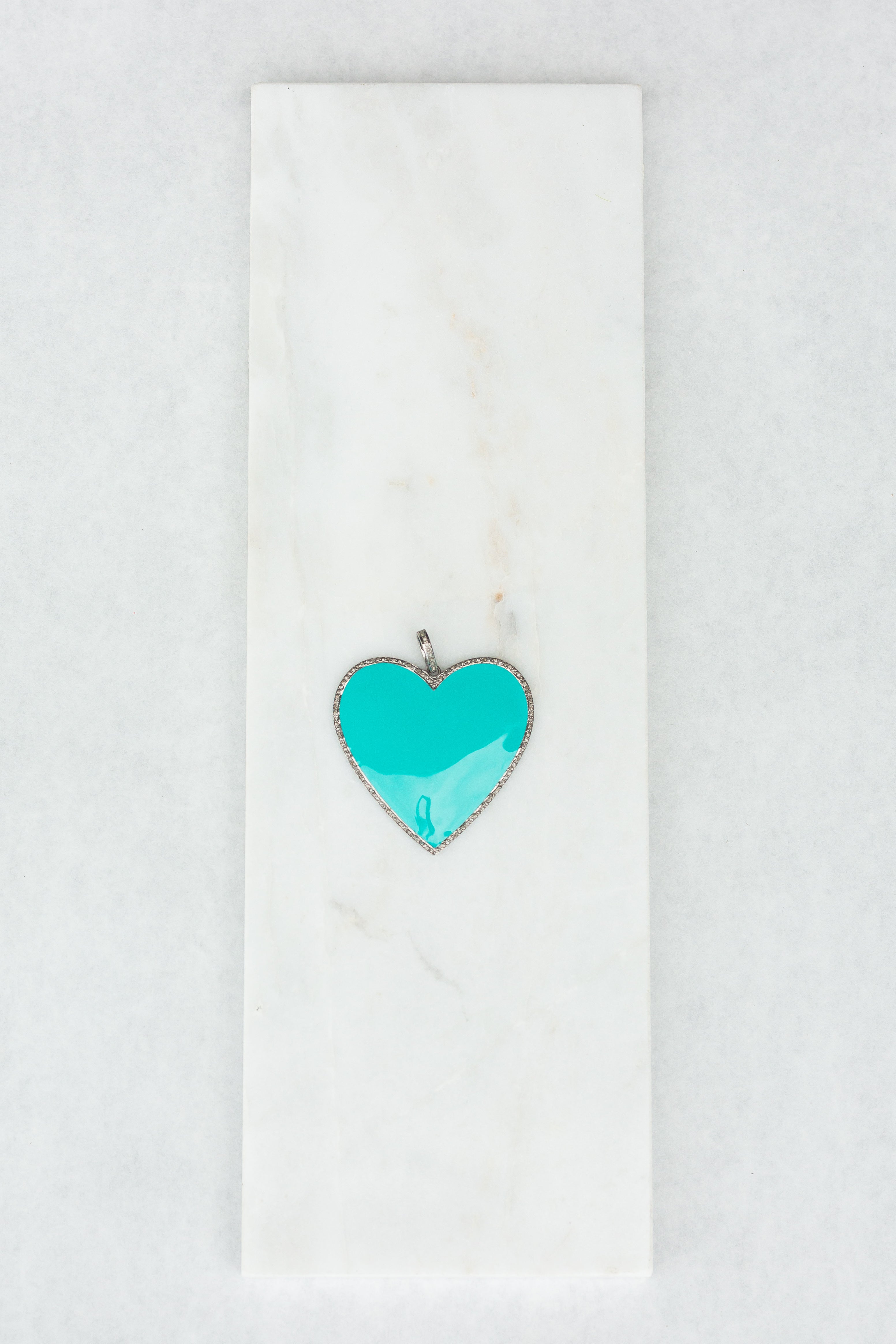 c100- Big Heart  Silver/Turquoise