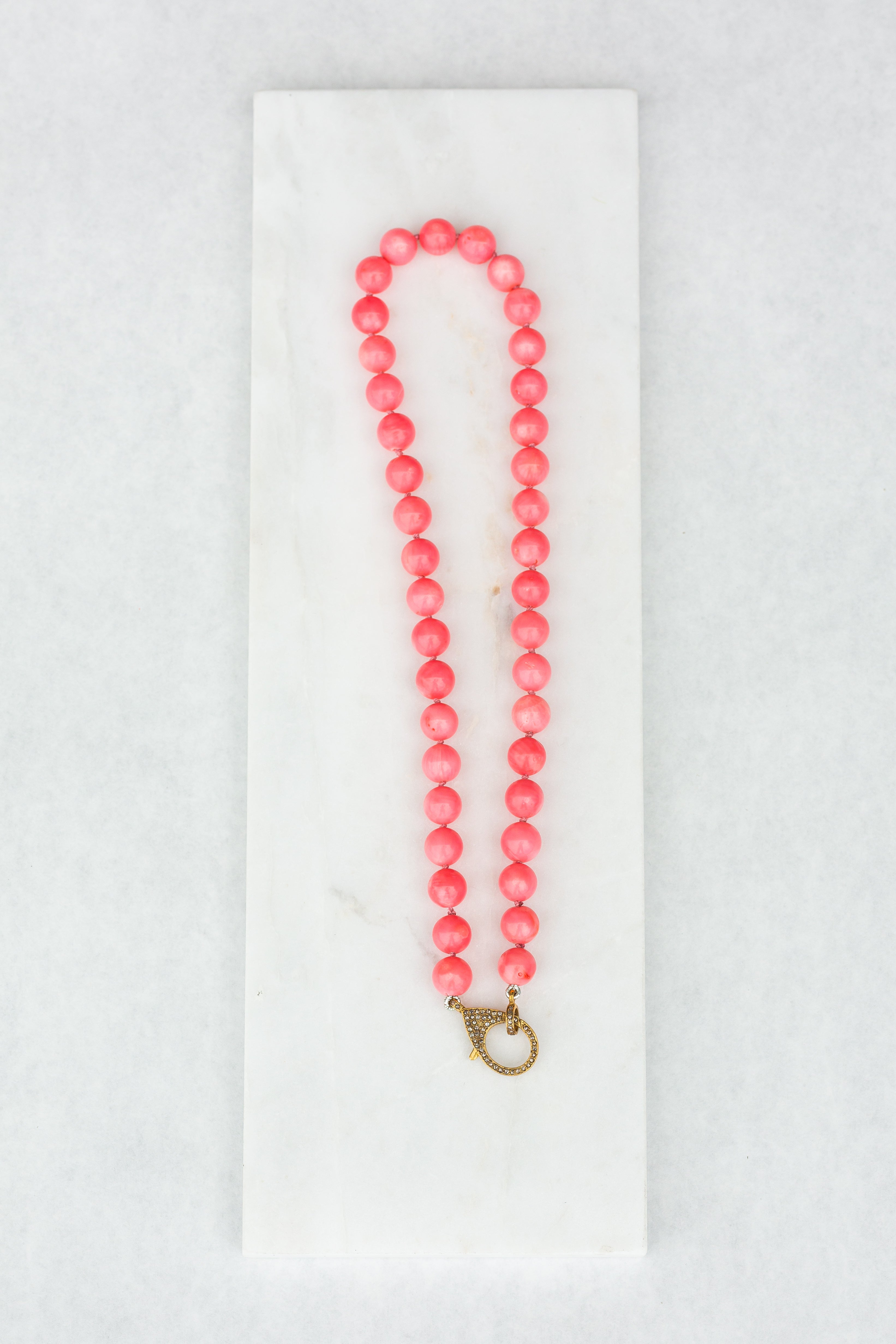 17" Beaded Necklace - Coral Pink