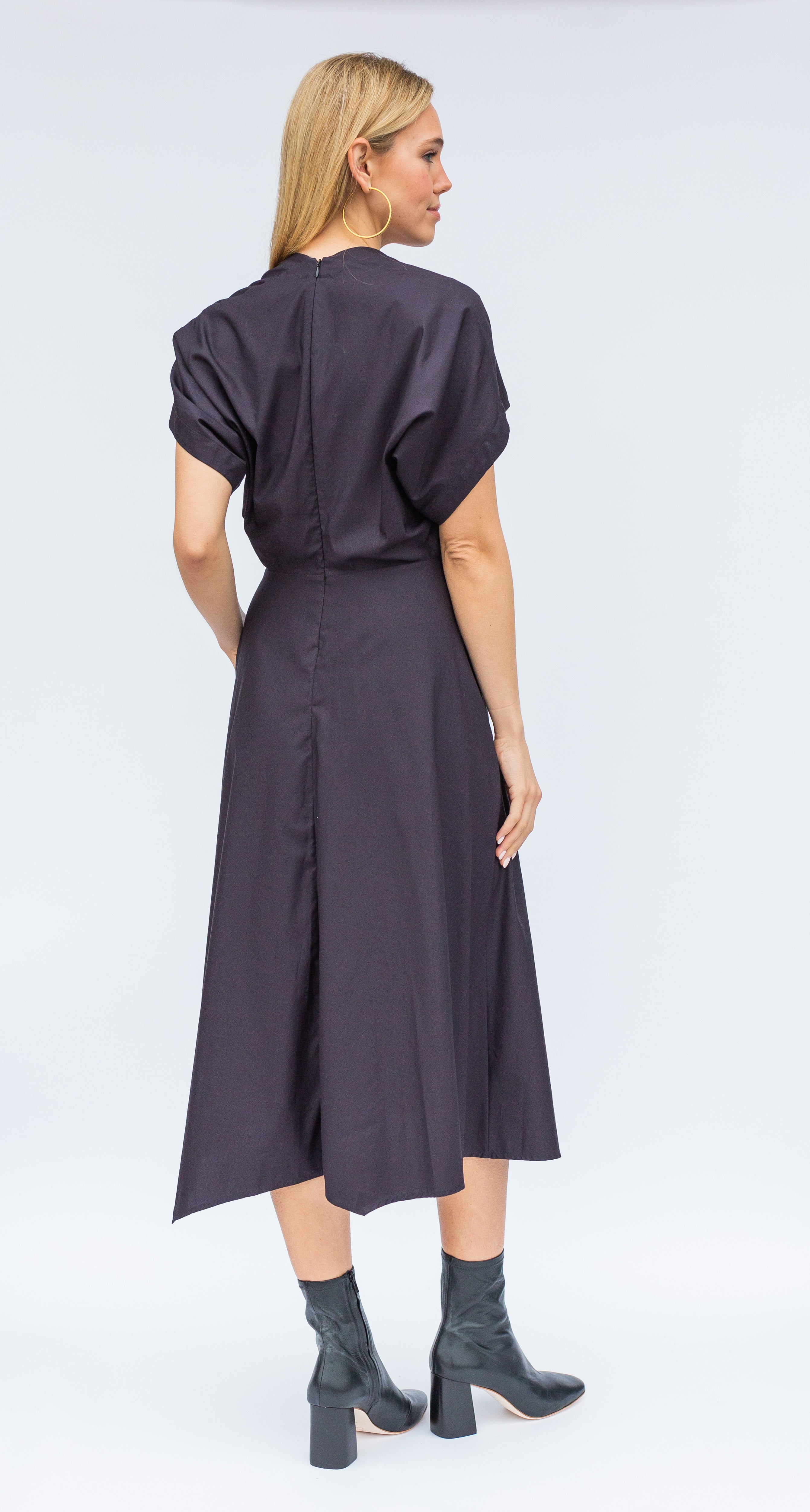 Aki Wave Dress - Cotton Broadcloth Black