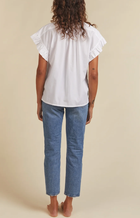 Marianne B Ruffle Sleeve Shirt - White