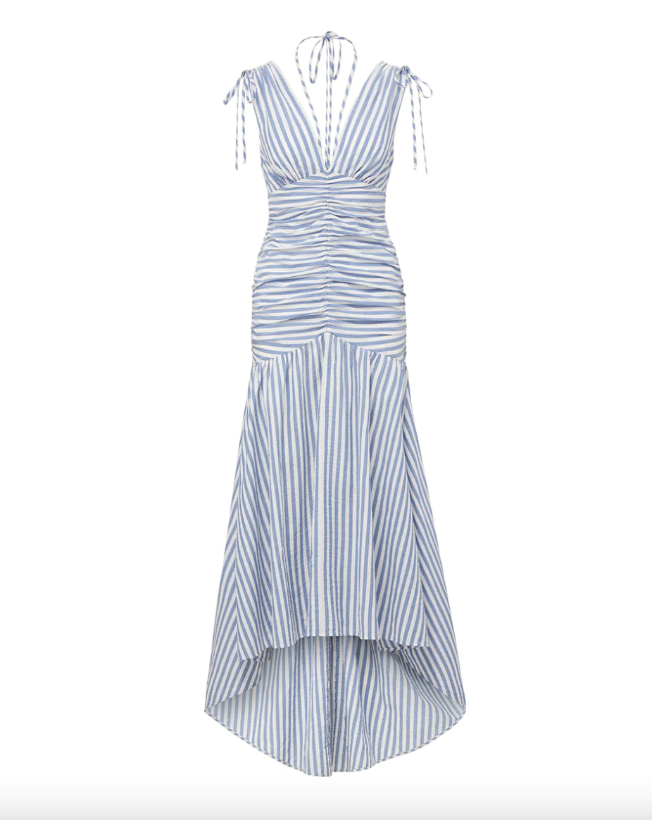 Perrin Dress - Washed Blue/White