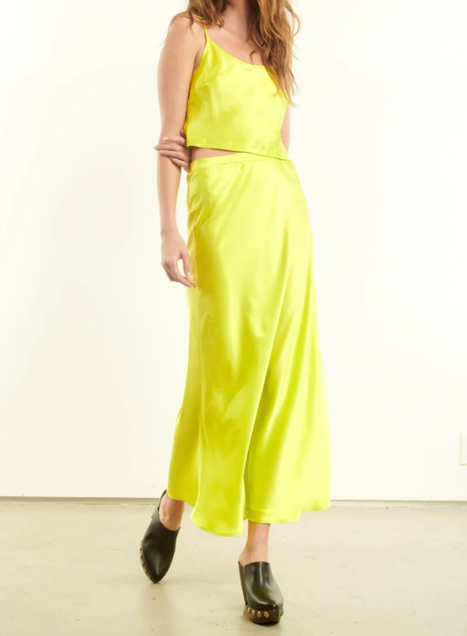Bias Maxi Skirt - Electric Chartreuse