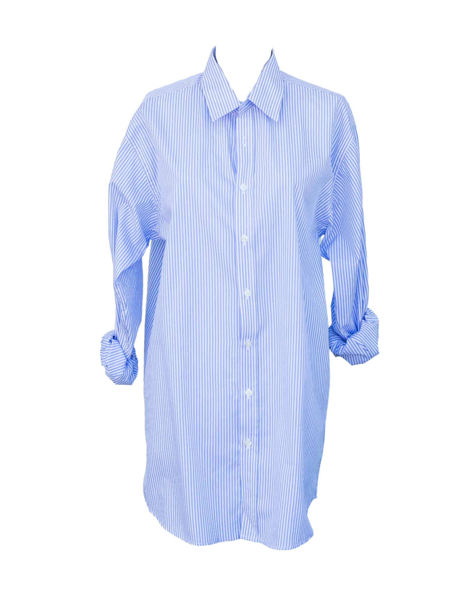 Oversized Shirt w/ No Pocket - Striped Baby Blue