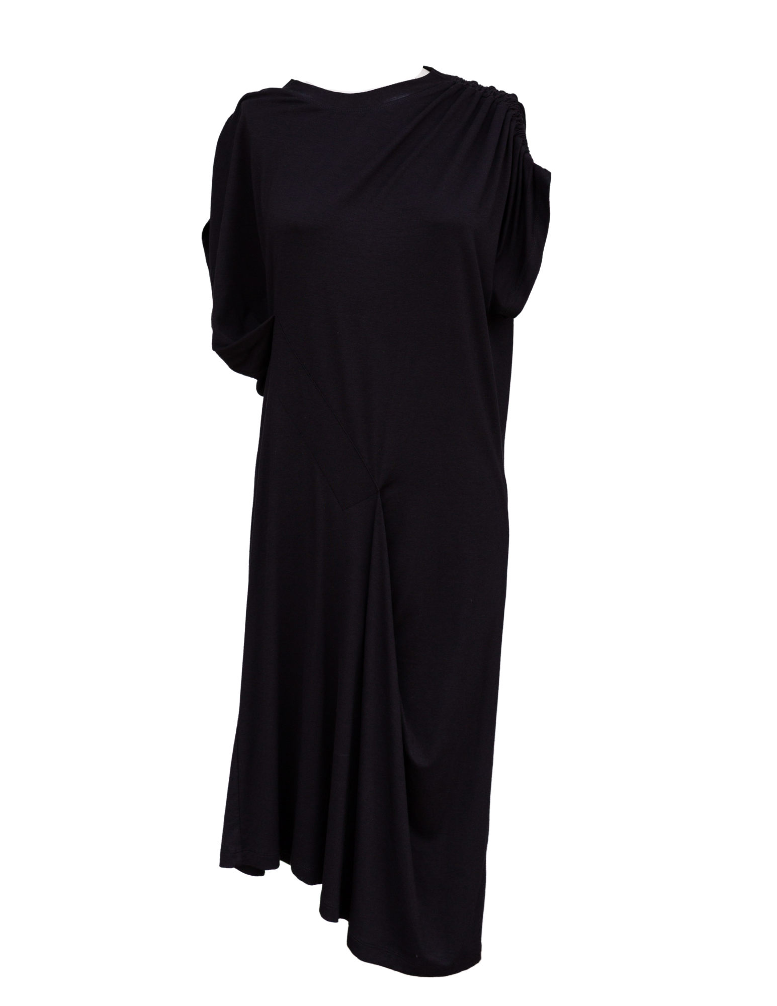 Ruched Fold Dress-Black Jersey