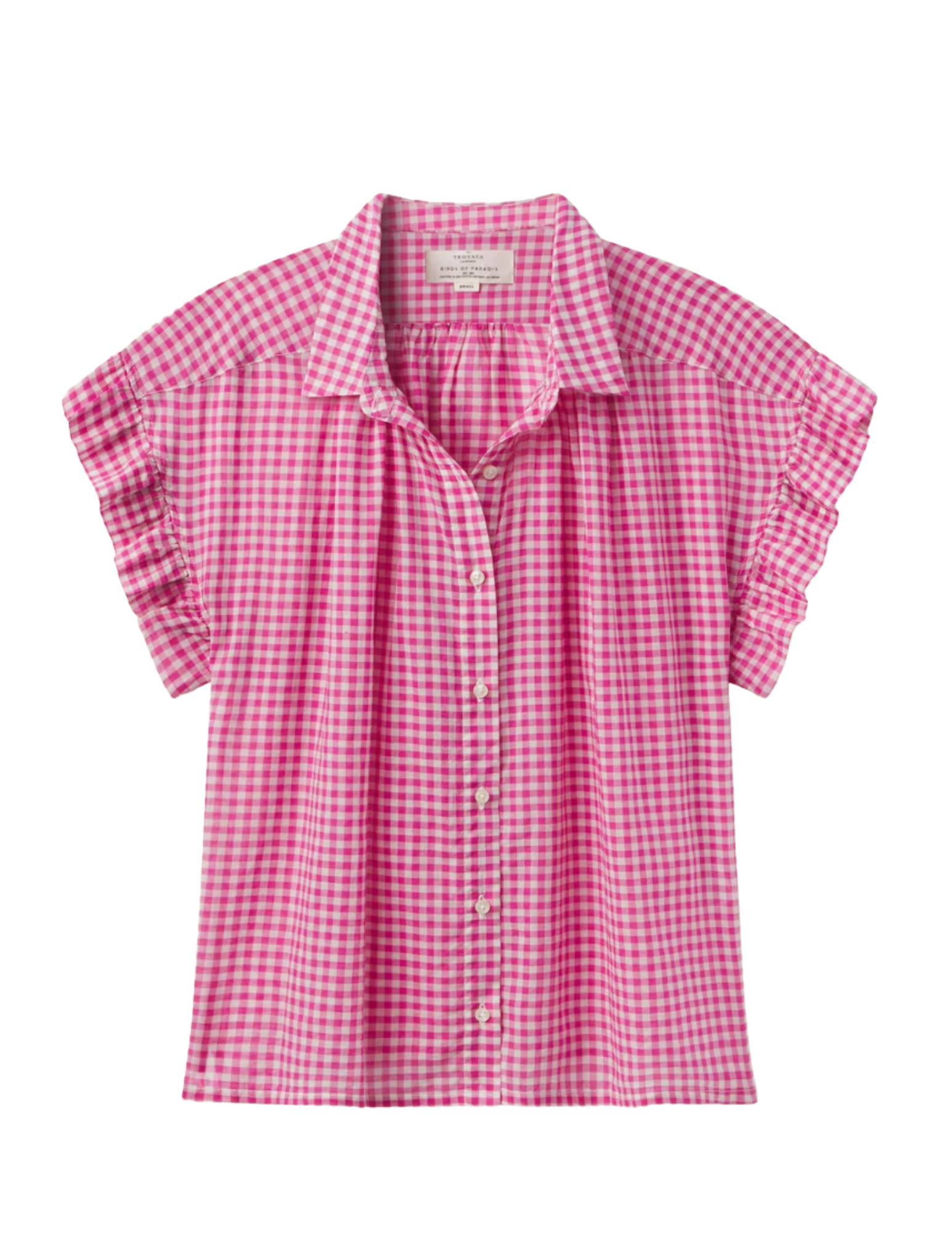 Marianne B Ruffle Sleeve Shirt - Raspberry Check