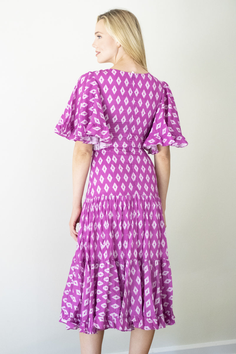 Almira Diamond Print Dress - Fuchsia