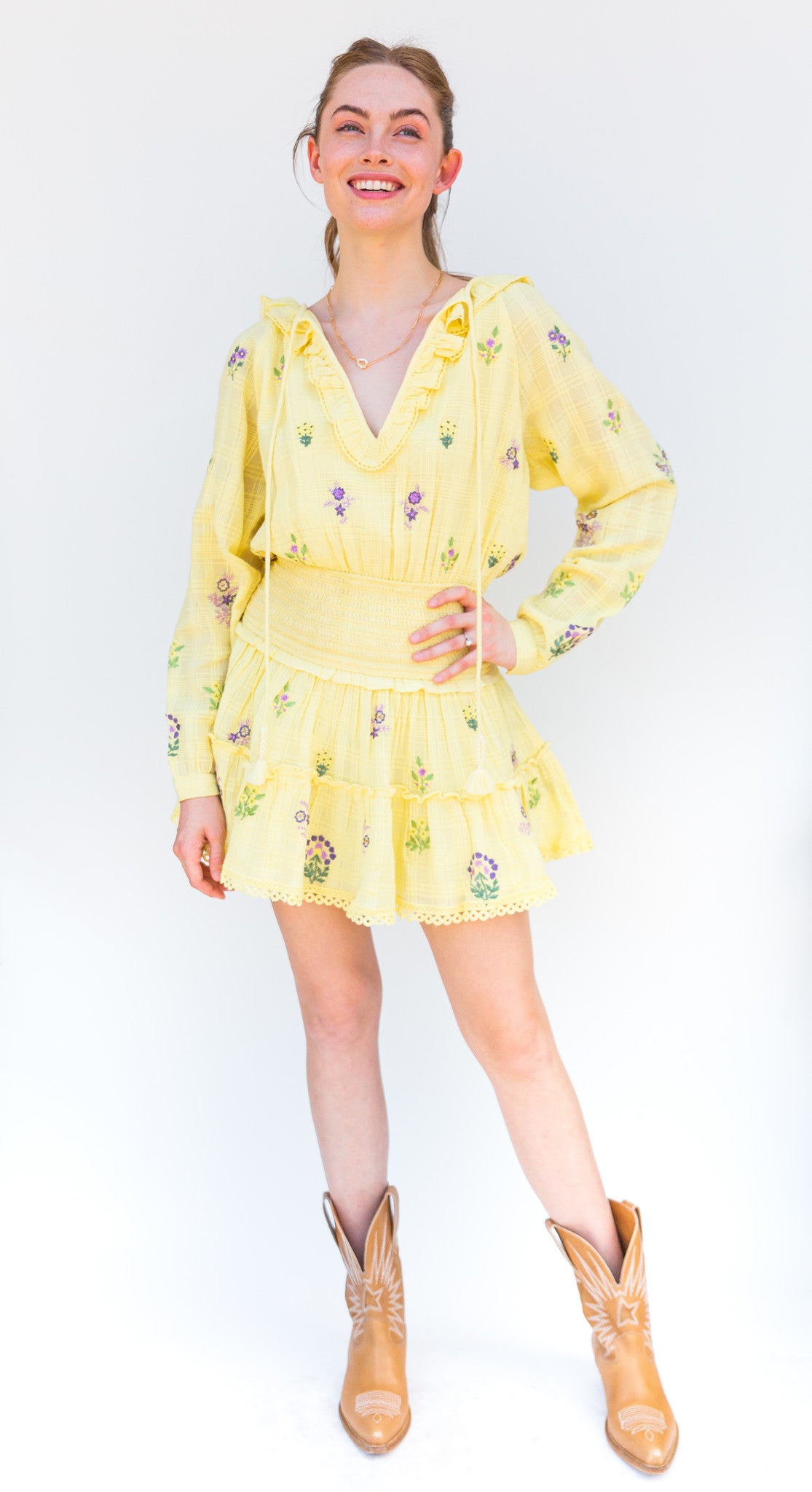 Butter Yellow Long Sleeve Dress