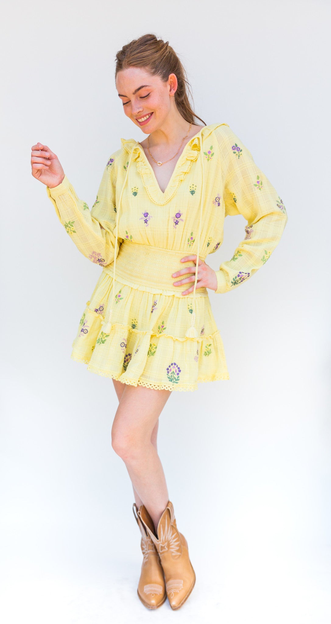 Butter Yellow Long Sleeve Dress