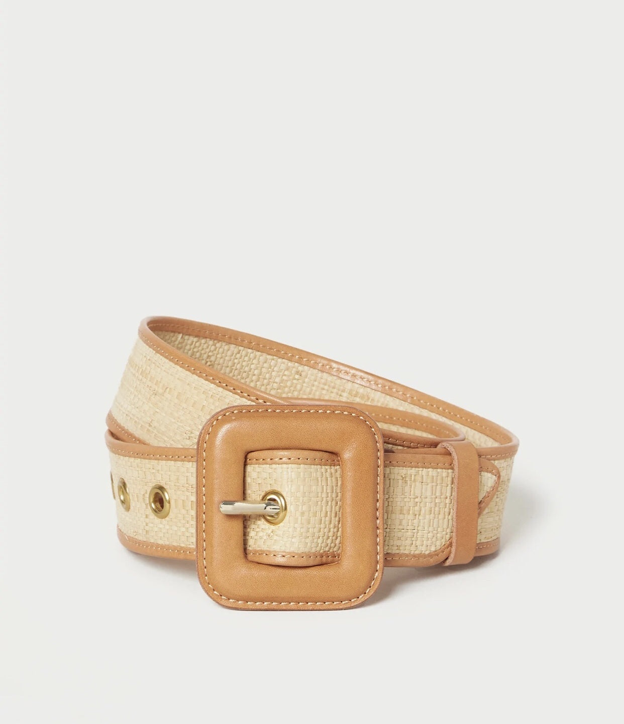 Two Tone Belt w/ Leather Buckle - Natural